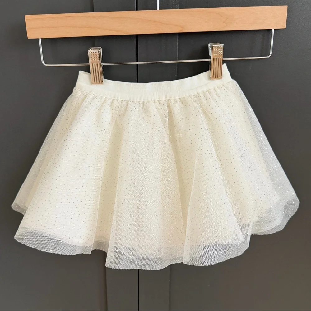 Janie and Jack | Ivory Gold Dot Sparkle Tulle Skirt | Tutu | 3